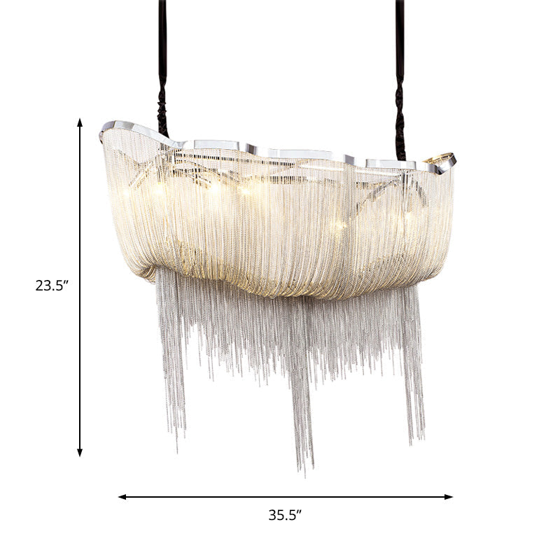 Tassel Empire Chandelier: Modern Nordic Style, 12-Light Metal Hanging Light Fixture in Gold/Silver