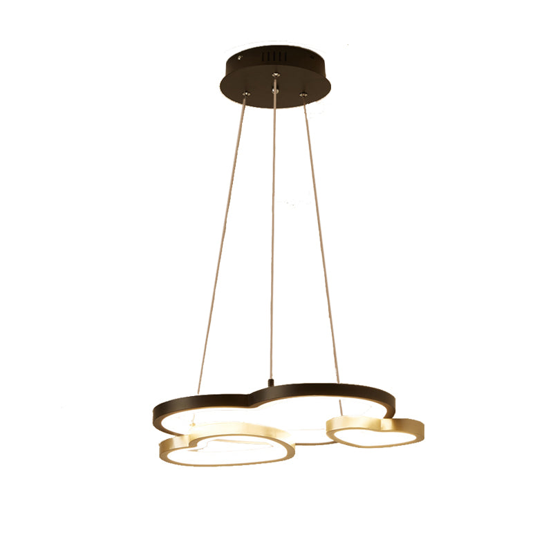 Modern Acrylic Heart-Shaped Chandelier Pendant Light - Black & Gold - 3-Head LED Hanging Lamp