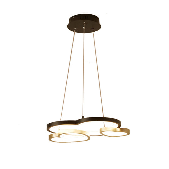 Modern Led Heart-Shaped Chandelier Pendant Light - Black & Gold