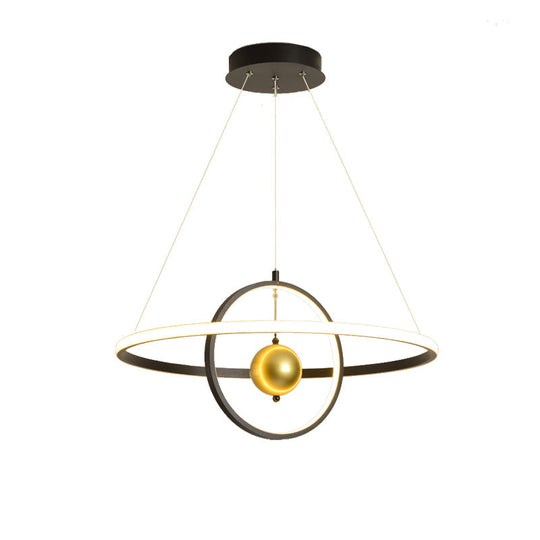 Contemporary Black/White Orbit Led Ceiling Pendant Light With Warm/White Acrylic Chandelier