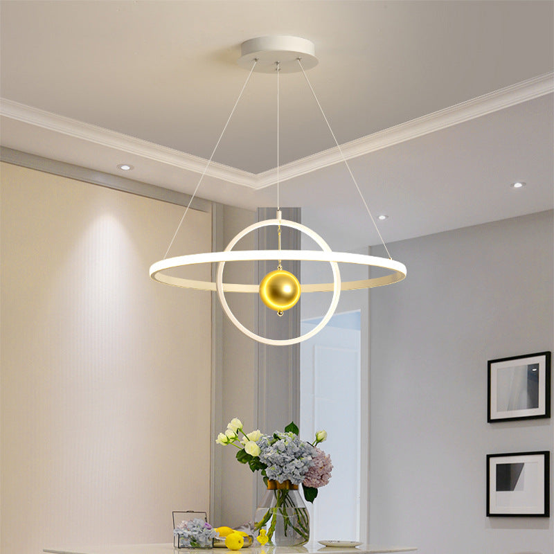 Contemporary Black/White Orbit Led Ceiling Pendant Light With Warm/White Acrylic Chandelier
