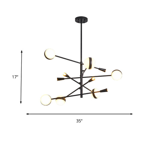 Contemporary Iron Led Chandelier - 10/12-Head Ceiling Pendant With Glass Ball Shade