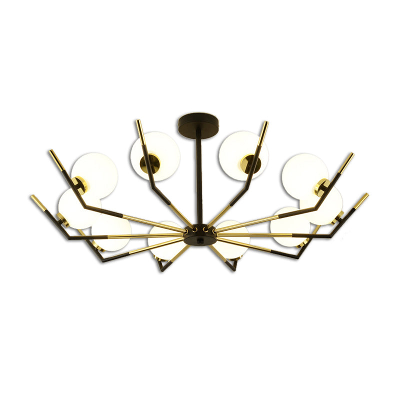 Contemporary Iron Claw Chandelier With White Glass Shade - 6/8/10 Lights Pendant