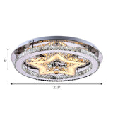 Contemporary Star Semi Flush Pendant Light With Clear Crystal Shade - Led Ceiling Lighting In Chrome