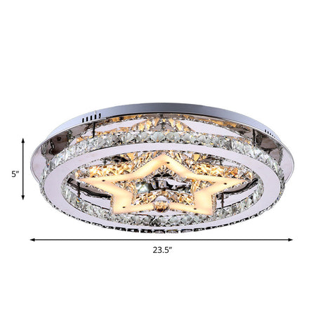 Contemporary Star Semi Flush Pendant Light With Clear Crystal Shade - Led Ceiling Lighting In Chrome