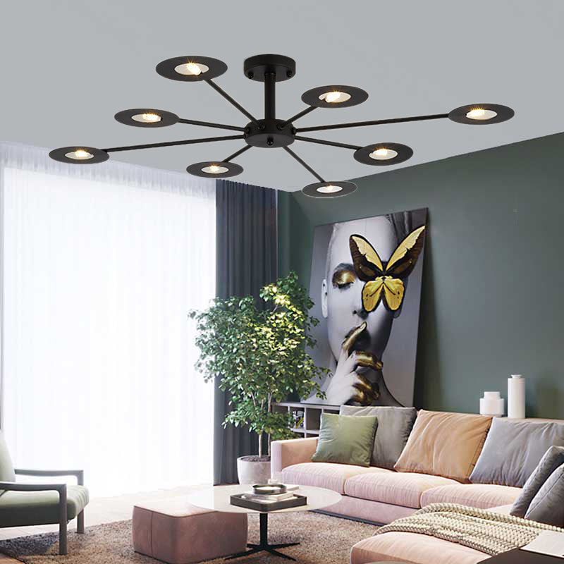 Contemporary Iron Sputnik Chandelier: 6/8-Head Hanging Lamp For Bedroom Black/White/Black-Gold 8 /
