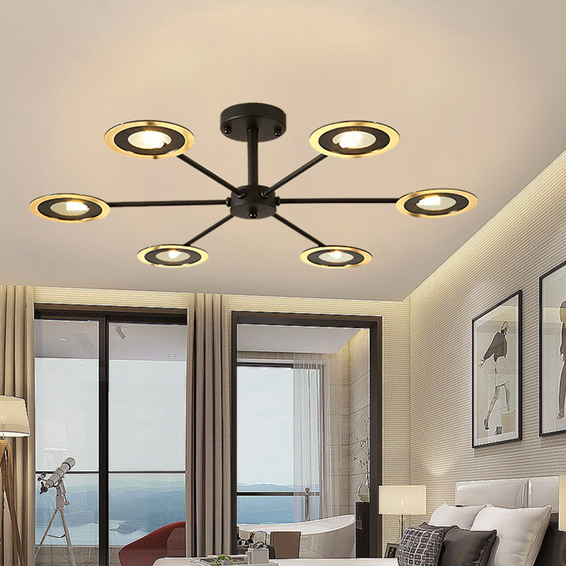Contemporary Iron Sputnik Chandelier: 6/8-Head Hanging Lamp For Bedroom Black/White/Black-Gold