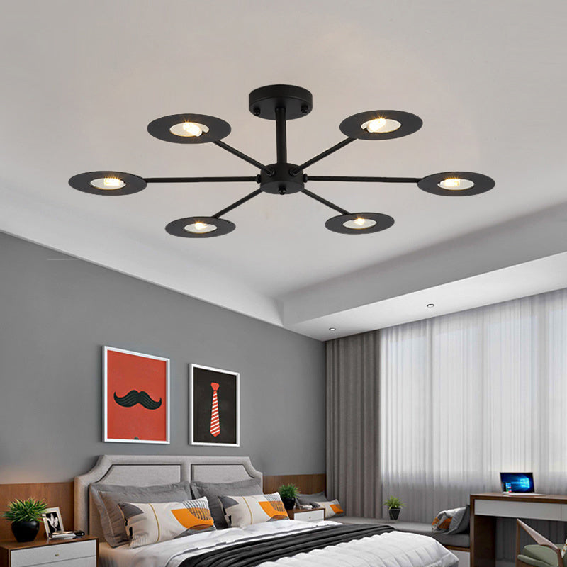 Contemporary Iron Sputnik Chandelier: 6/8-Head Hanging Lamp For Bedroom Black/White/Black-Gold 6 /