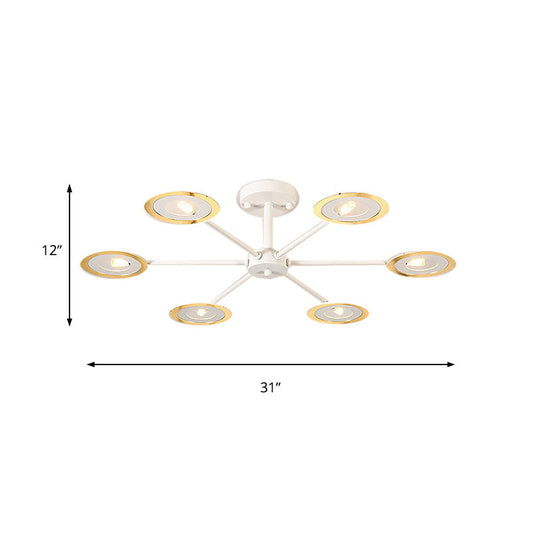 Contemporary Iron Sputnik Chandelier: 6/8-Head Hanging Lamp For Bedroom Black/White/Black-Gold