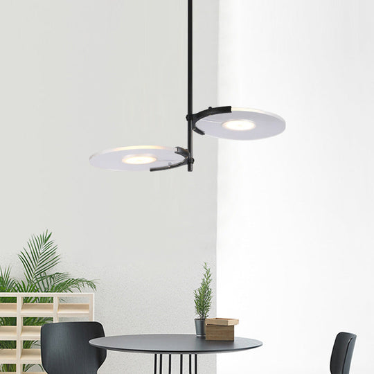 Modern Acrylic Disk Chandelier In Black For Dining Room - 2/3-Head Hanging Pendant