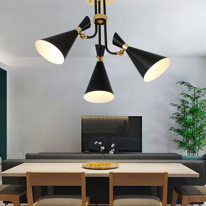 Modern Iron Flared Drop Pendant Chandelier - 3/5-Light Black Fixture Ideal For Dining Room 3 /
