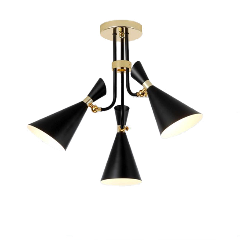 Modern Iron Flared Drop Pendant Chandelier - 3/5-Light Black Fixture Ideal For Dining Room
