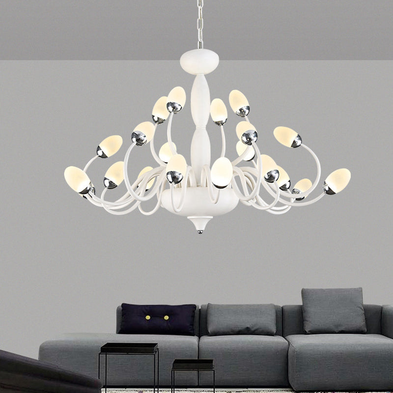 Contemporary Bud Bedroom Chandelier: Acrylic 15/22-Light Hanging Pendant White 22 /