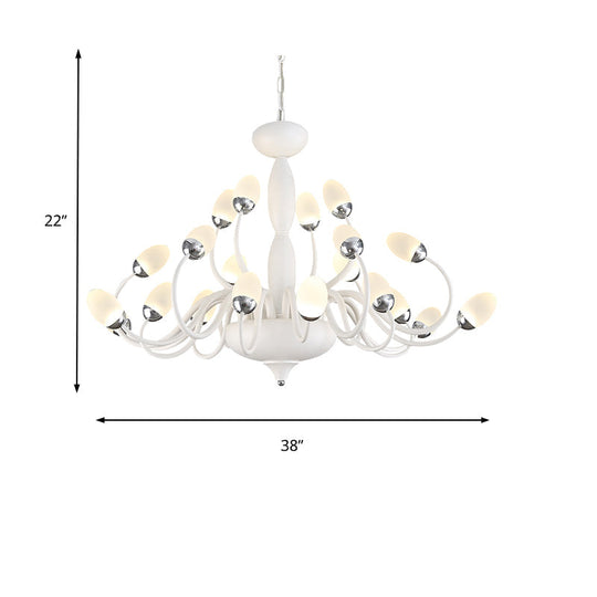 Contemporary Bud Bedroom Chandelier: Acrylic 15/22-Light Hanging Pendant White