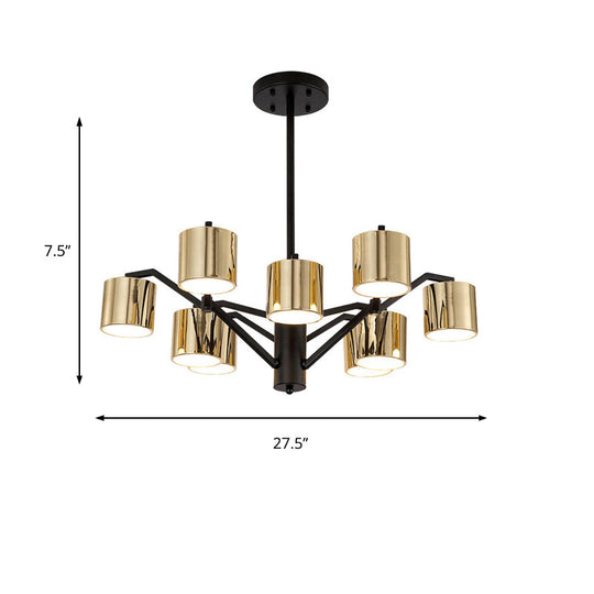 Gold Metal Drum Chandelier: Modern 7-Head Pendant Light For Living Room