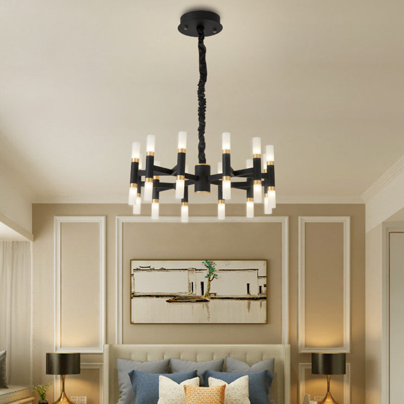 Modern Led Bedroom Chandelier With Iron Shade (24/36/60 Lights) - Black/White Pendant Ceiling Light