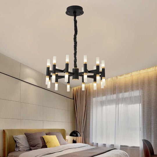 Modern Led Bedroom Chandelier With Iron Shade (24/36/60 Lights) - Black/White Pendant Ceiling Light