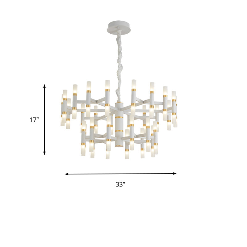 Modern LED Bedroom Chandelier - 24/36/60 Lights, Tubular Iron Shade, Black/White Pendant