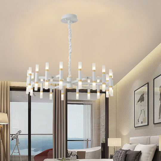 Modern Led Bedroom Chandelier With Iron Shade (24/36/60 Lights) - Black/White Pendant Ceiling Light