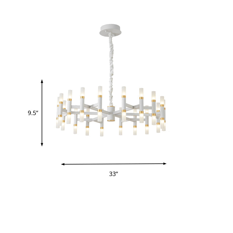 Modern LED Bedroom Chandelier - 24/36/60 Lights, Tubular Iron Shade, Black/White Pendant