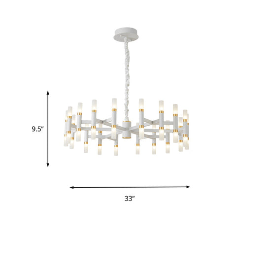 Modern LED Bedroom Chandelier - 24/36/60 Lights, Tubular Iron Shade, Black/White Pendant