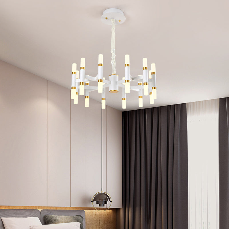 Modern Led Bedroom Chandelier With Iron Shade (24/36/60 Lights) - Black/White Pendant Ceiling Light