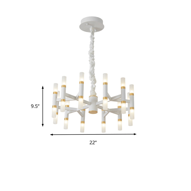 Modern LED Bedroom Chandelier - 24/36/60 Lights, Tubular Iron Shade, Black/White Pendant