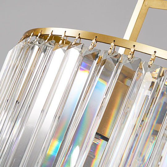 Modern 2-Tier Crystal Prism Pendant Chandelier - Gold Finish
