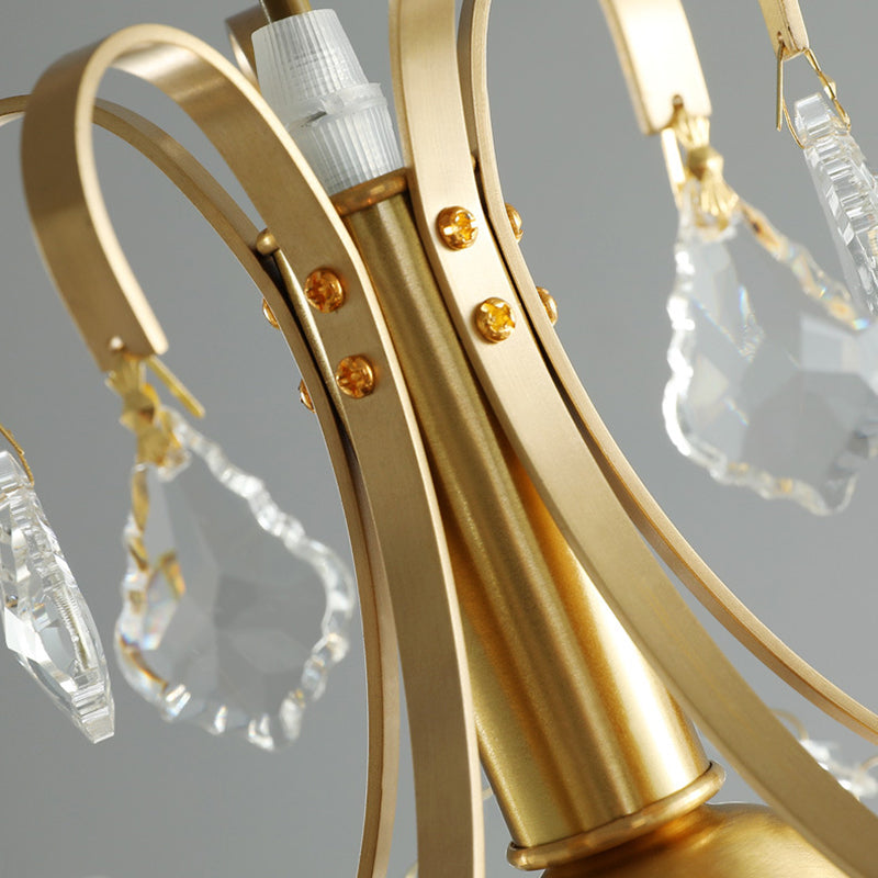 Contemporary Gold Ceiling Pendant Light With Clear Crystal Shade - Perfect For Kitchen