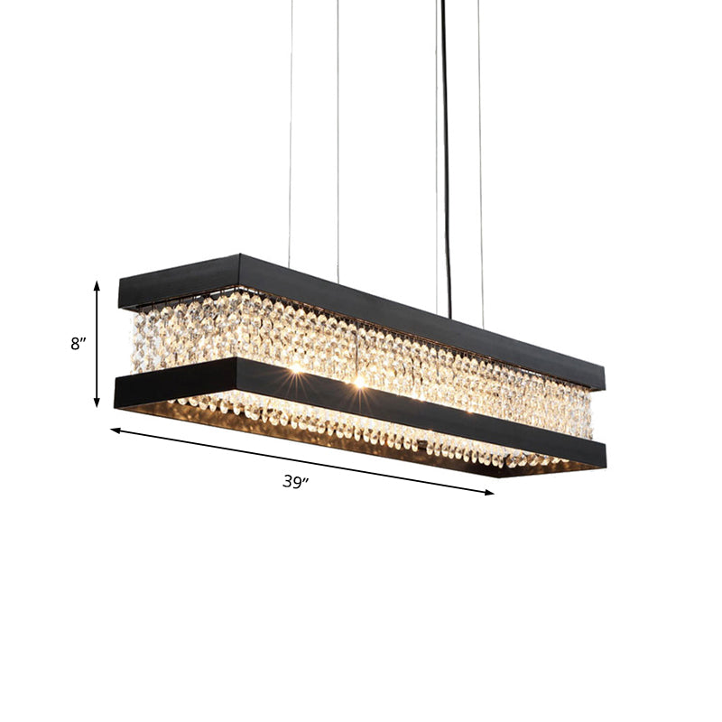 Contemporary Black/Gold Crystal Island Pendant Lighting - Rectangle Shape 6/7/9 Lights