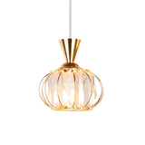 Modern Crystal Prism Pendant Light With Lantern Shade In Black/Gold For Bedroom