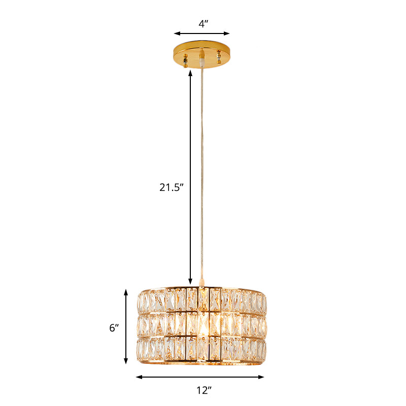 Contemporary Crystal Drum Pendant Light For Stylish Dining Rooms