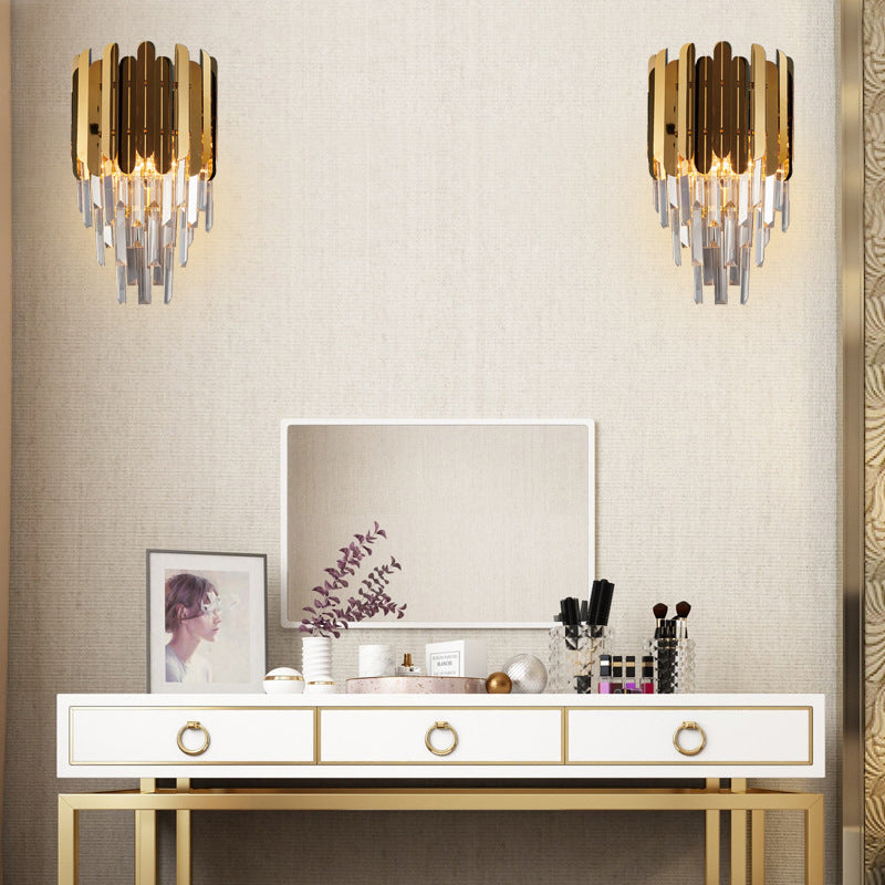 Modern Brass Wall Sconce With K9 Crystal Light Fixture - Perfect For Bedroom Lighting