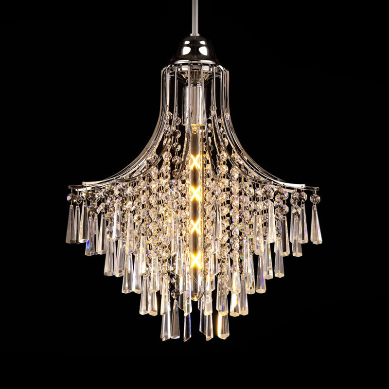 Vintage Style Crystal Pendant Light Chandelier in Polished Chrome Finish for Living Room