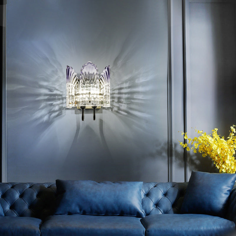 Clear Crystal Wall Sconce - Modern 2-Light Fixture For Living Room
