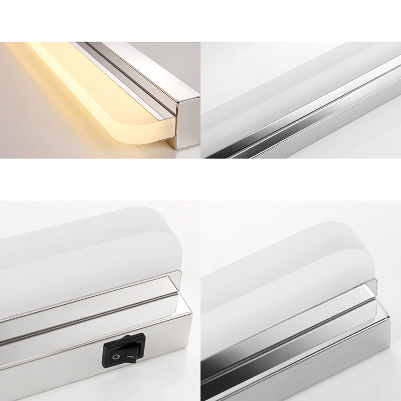 Modern Led Wall Mounted Vanity Light With Acrylic Shade Chrome Sconce Lighting In Warm/White