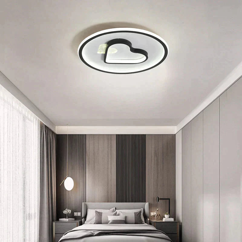 Modern Minimalist Bedroom Love Led Ceiling Lamp 42Cm Black And White / Warm Light