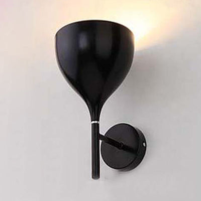 Modern Metallic Sconce Light Fixture With Funnel Shade - Silver/Black Black