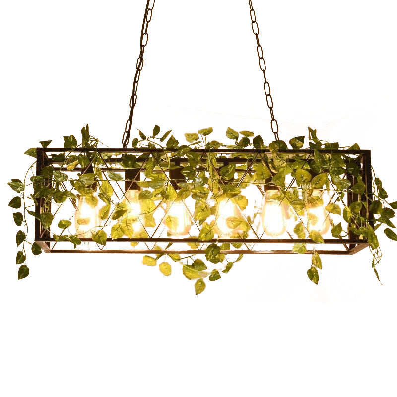 Farmhouse Style Bronze Wrought Iron Hanging Lamp With 6 Lights - Perfect For Restaurants