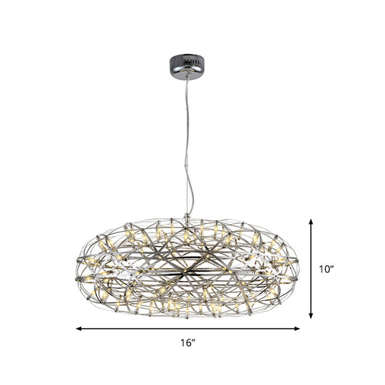 Modern Chrome Disc Chandelier 16/21 With Led Lighting Stainless Steel Hanging Lamp In Warm Or White