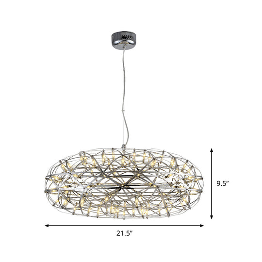 Modern Chrome Disc Chandelier 16/21 With Led Lighting Stainless Steel Hanging Lamp In Warm Or White