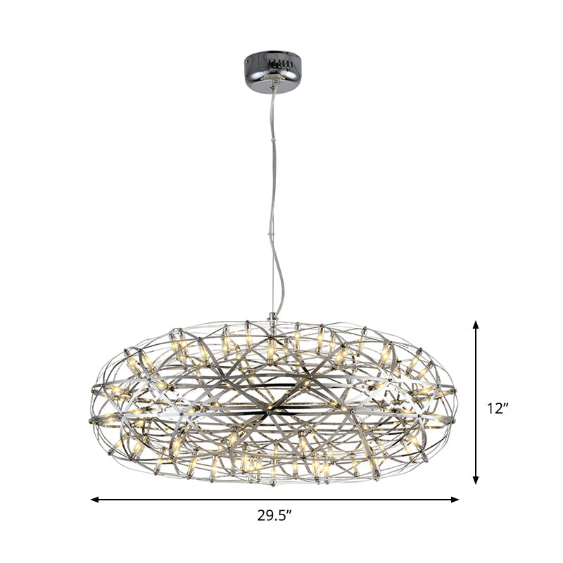 Modern Chrome Disc Chandelier 16/21 With Led Lighting Stainless Steel Hanging Lamp In Warm Or White