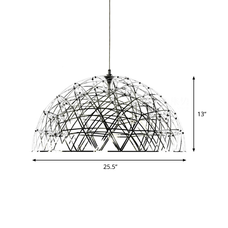 Modern Metal Led Dome Hanging Light Chandelier With Crisscrossing Triangular Pattern - 25.5 Or 31