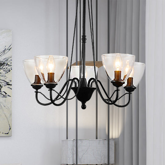 Modern Black Clear Glass Pendant Light Chandelier For Living Room - 3/5/6 Lights 5 /