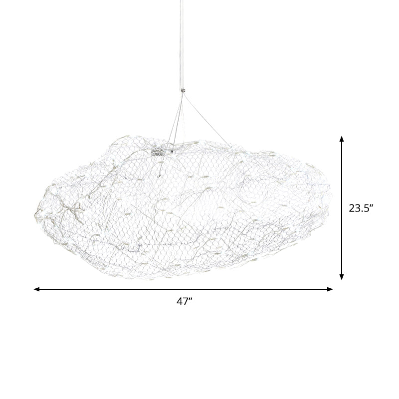 12/16 Cloud Shaped Led Chandelier Light With Modernist Chrome Finish And Warm/White - Stylish Mesh
