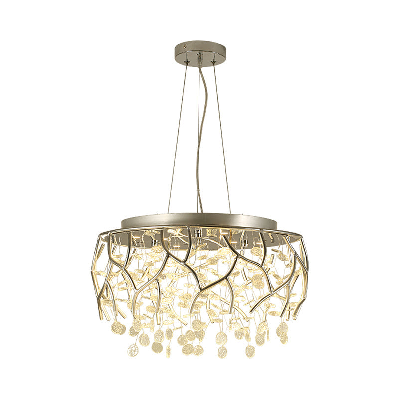 Contemporary Branch Chandelier: Ripple Glass Led Warm/White Light