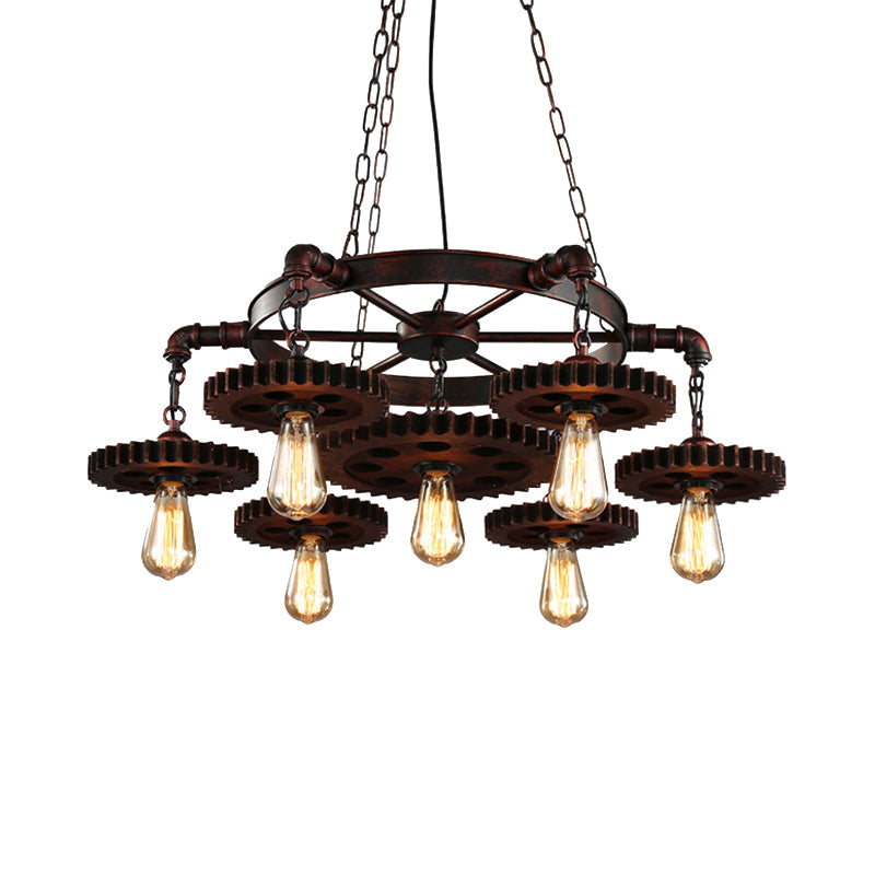 Rustic Retro Wrought Iron Chandelier - 7 Heads Pendant Lamp for Living Room