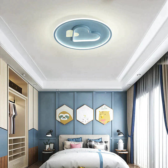 Modern Minimalist Bedroom Love Led Ceiling Lamp 42Cm Blue / Warm Light