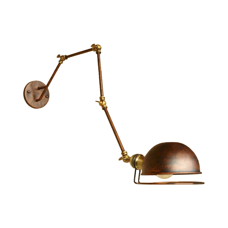 Iron Swing Arm Sconce With Antique Style Rust Finish - Perfect Study Room Wall Light