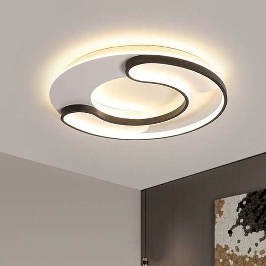Modern Black Flushmount Led Ceiling Lamp With Adjustable Warm/White Light- 18/20.5 Wide / 18 Warm